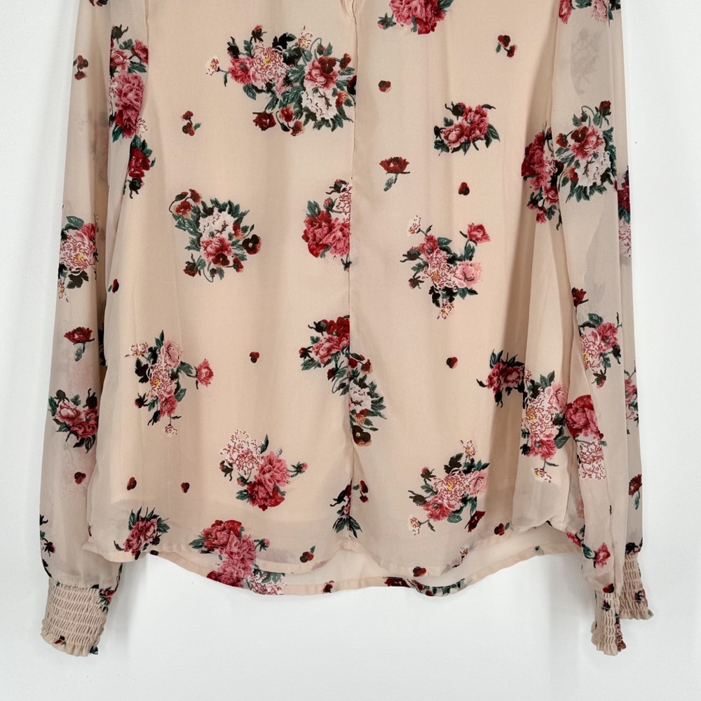 Midnight Sky Peach Floral Long Sleeve Blouse Women's Size Large - Picture 6 of 13